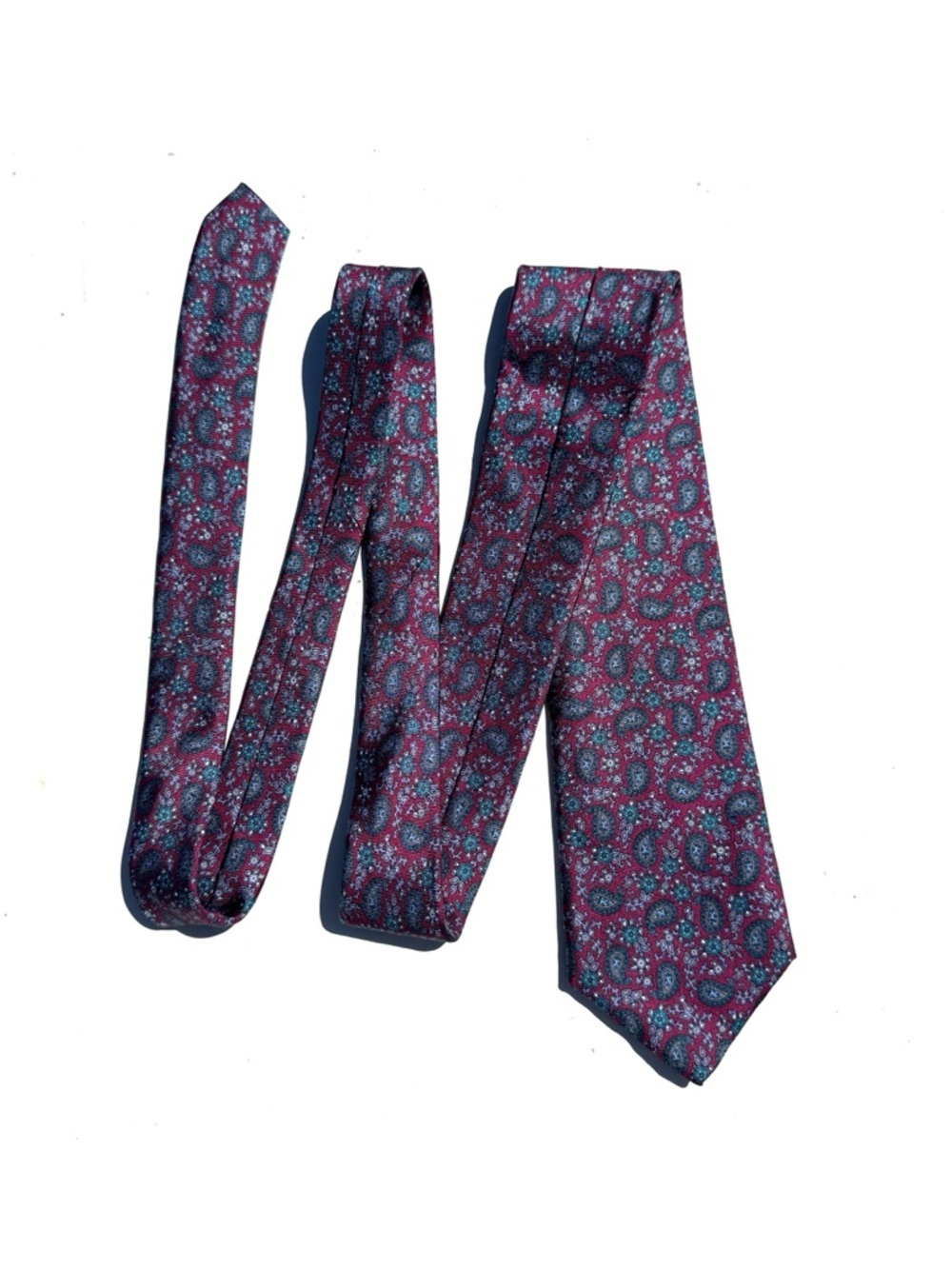 Christian Dior silk tie vintage burgundy paisley Italian luxury designer